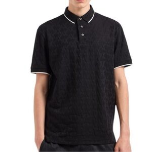 Armani Exchange Black Polo Shirt with Contrast Trim